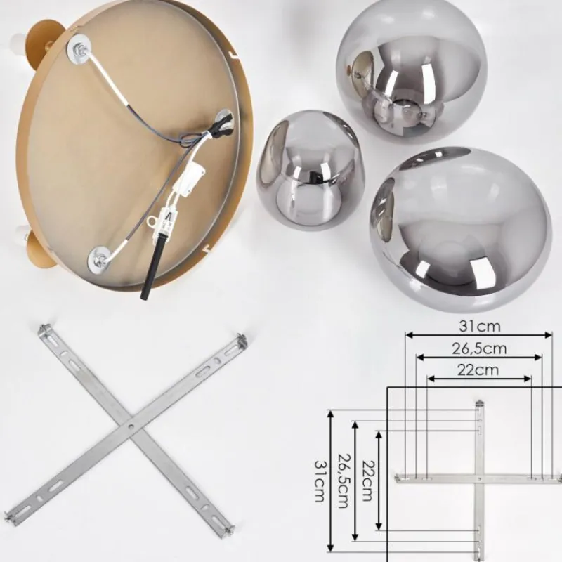 Lampes Dorées-hofstein Zernez Plafonnier Or, 3 lumières