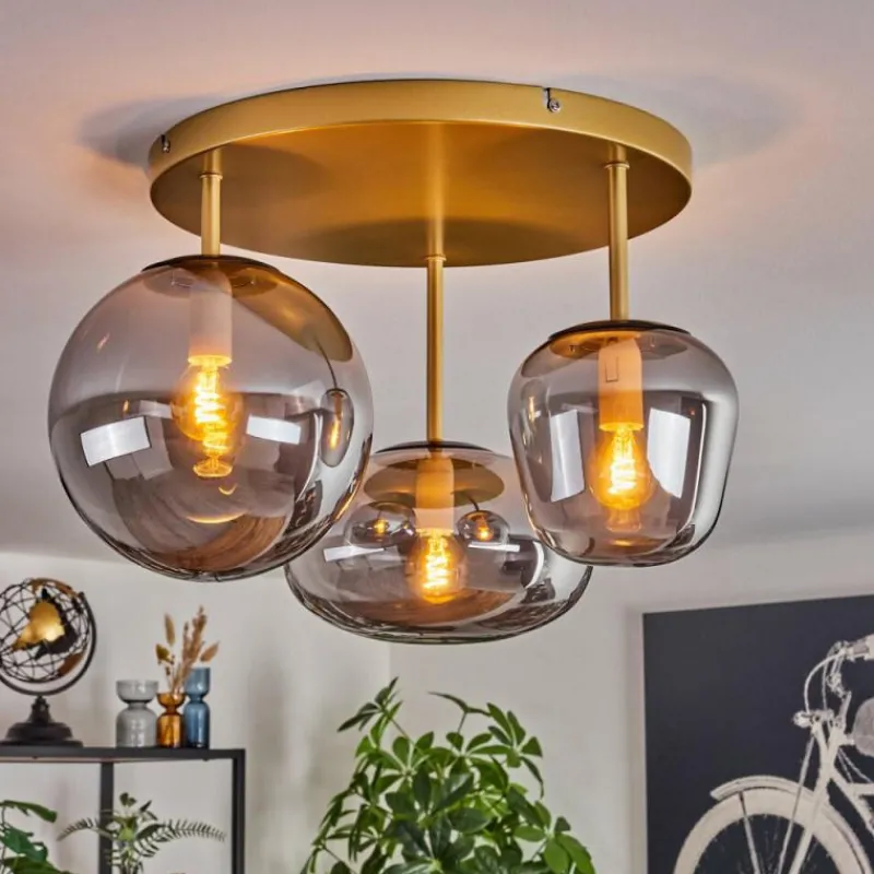 Lampes Dorées-hofstein Zernez Plafonnier Or, 3 lumières
