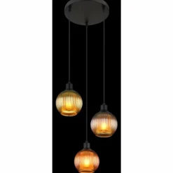 Luminaires Globo Lighting Zumba Suspension Noir, 3 lumières