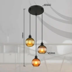 Luminaires Globo Lighting Zumba Suspension Noir, 3 lumières