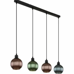 Luminaires Globo Lighting Zumba Suspension Noir, 4 lumières