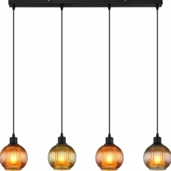 Luminaires Globo Lighting Zumba Suspension Noir, 4 lumières