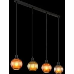 Luminaires Globo Lighting Zumba Suspension Noir, 4 lumières