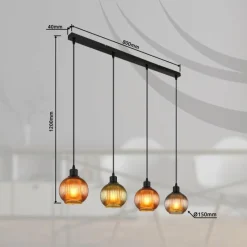 Luminaires Globo Lighting Zumba Suspension Noir, 4 lumières